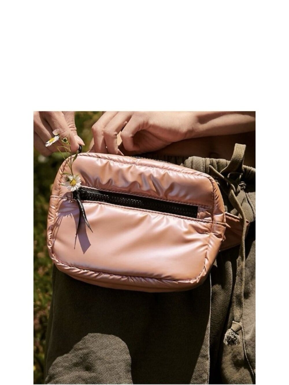 NWOT Free People Pink Iridescent Belt Bag